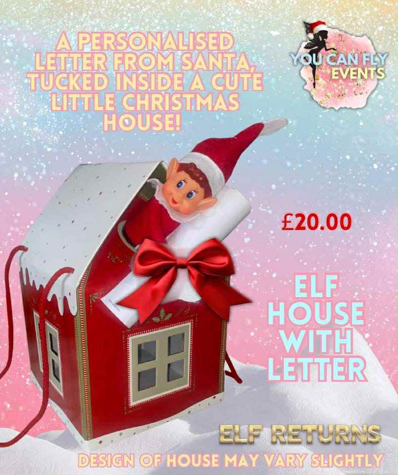 Elf Arrival Flat-Pack Set – 12″ Elf, Personalised Santa Letter & Gift Box
